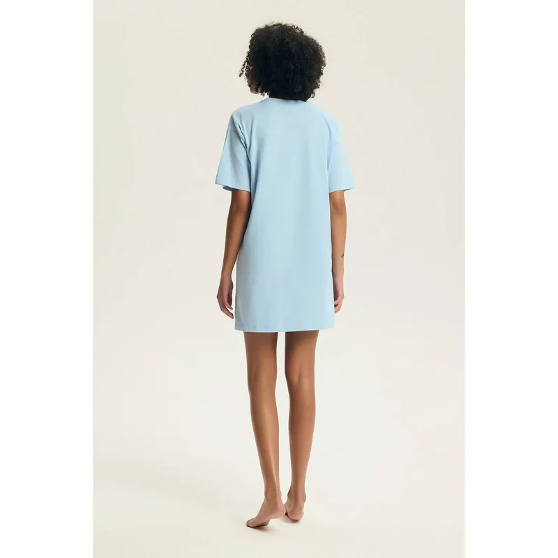 Chemise de nuit femme coton confortable manches courtes col rond Henderson
