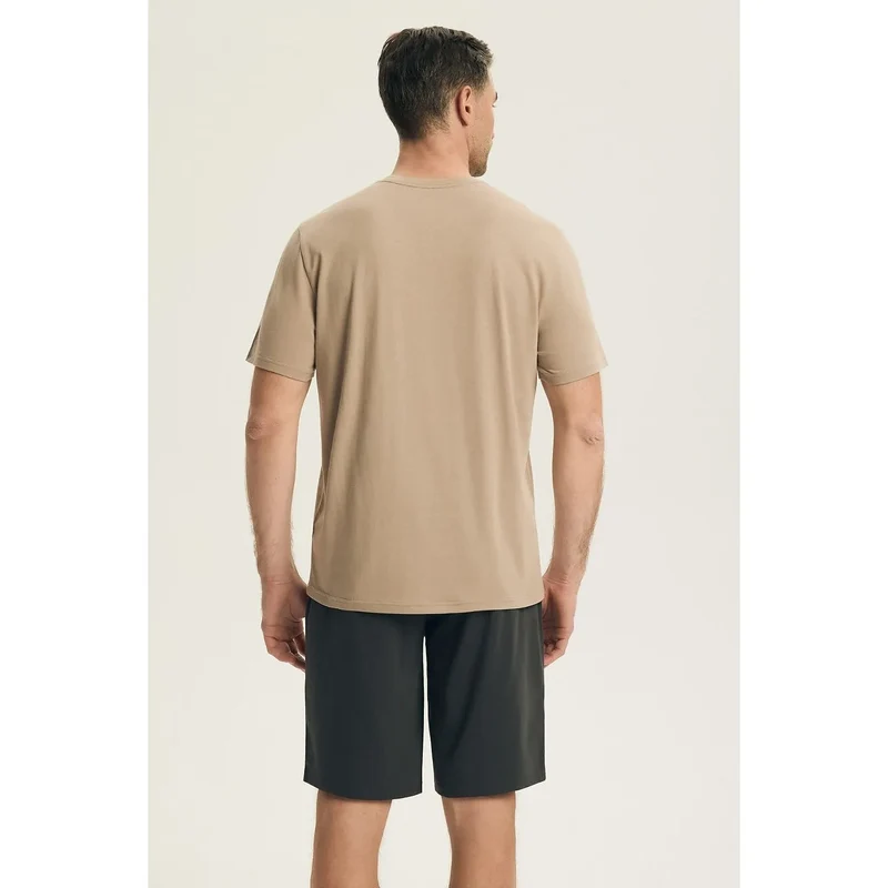 Pyjama homme coton confortable col rond manches courtes short élastique détente