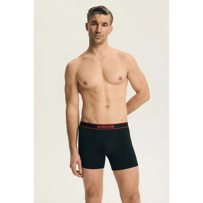 Boxers homme coton noir confort longue jambe pack 2 cadeau Henderson