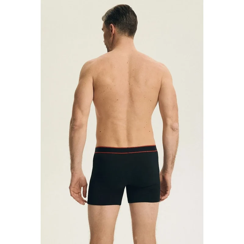 Boxers homme coton noir confort longue jambe pack 2 cadeau Henderson