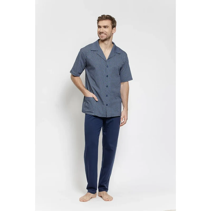 Pyjama homme coton élégant manches courtes col classique poches model 225159 Taro