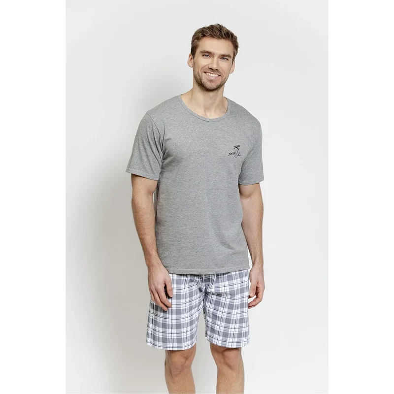 Pyjama homme t-shirt manches courtes short coton confort chaud léger