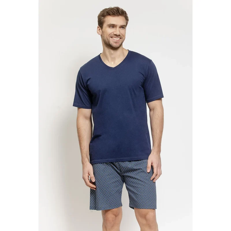 Pyjama homme t-shirt manches courtes short coton confortable style décontracté
