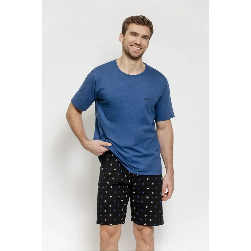 Pyjama homme coton moderne confortable t-shirt manches courtes short imprimé