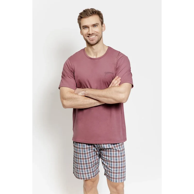 Pyjama homme coton manches courtes short été confortable style moderne minimaliste