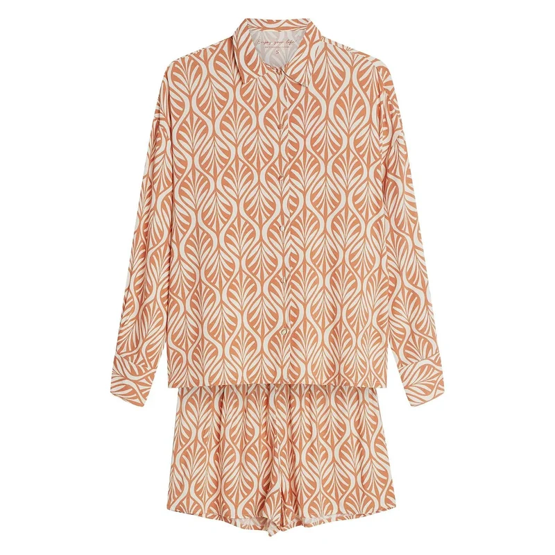 Pyjama féminin élégant chemise manches longues short confort viscose model 225028 Henderson