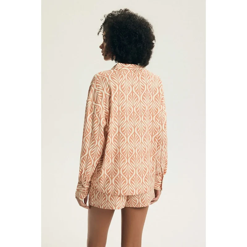 Pyjama féminin élégant chemise manches longues short confort viscose model 225028 Henderson