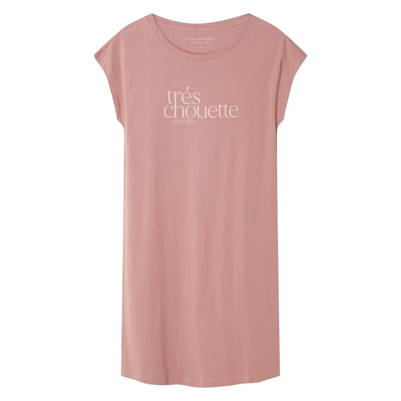 Chemise de nuit coton élégante manches courtes col rond femmes style moderne