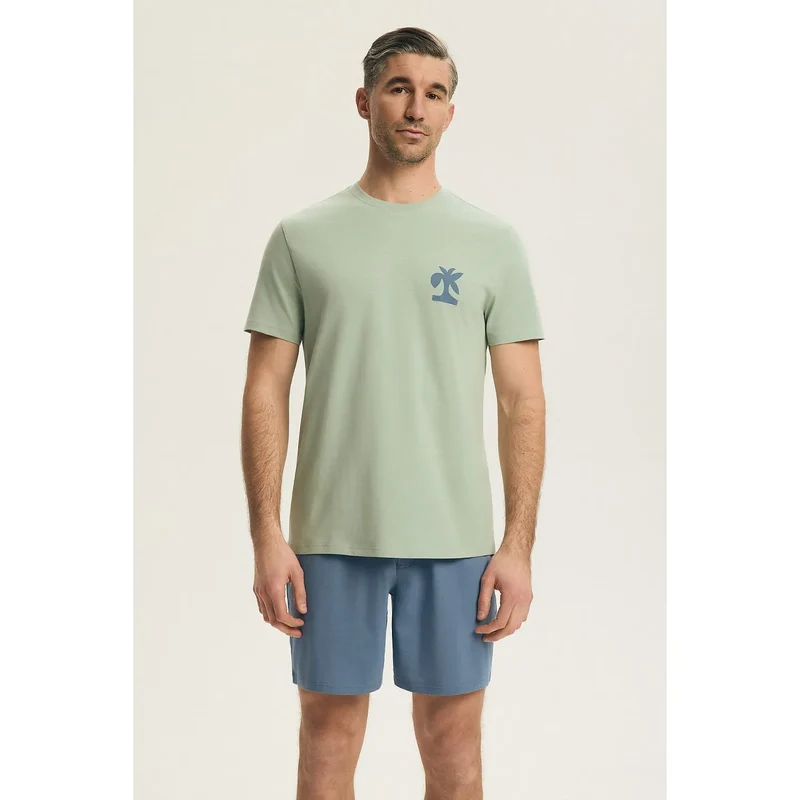 Pyjama homme confortable coton imprimé moderne manches courtes short large ceinture Henderson
