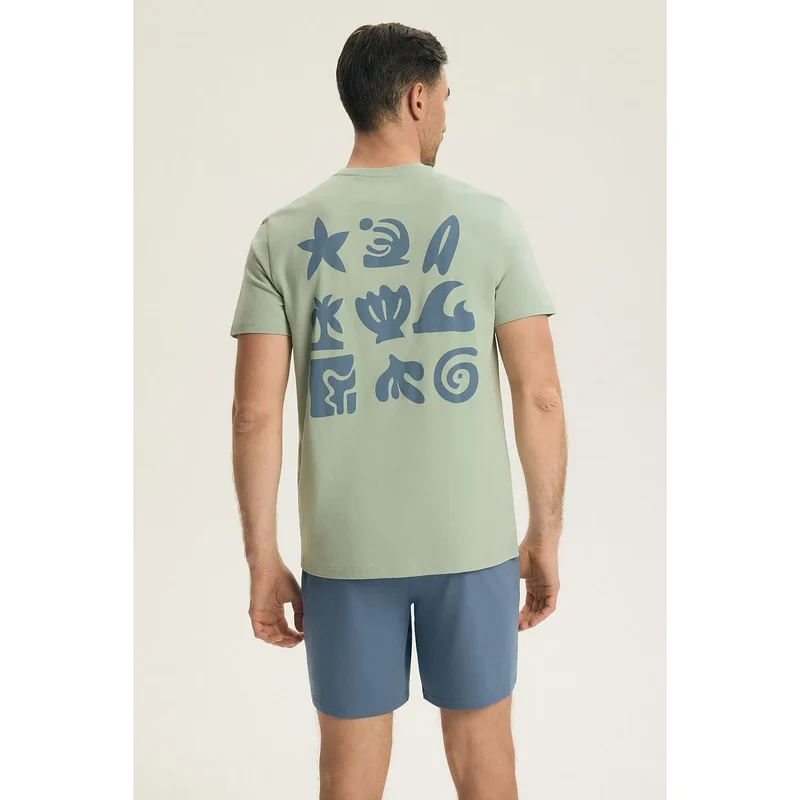Pyjama homme confortable coton imprimé moderne manches courtes short large ceinture Henderson