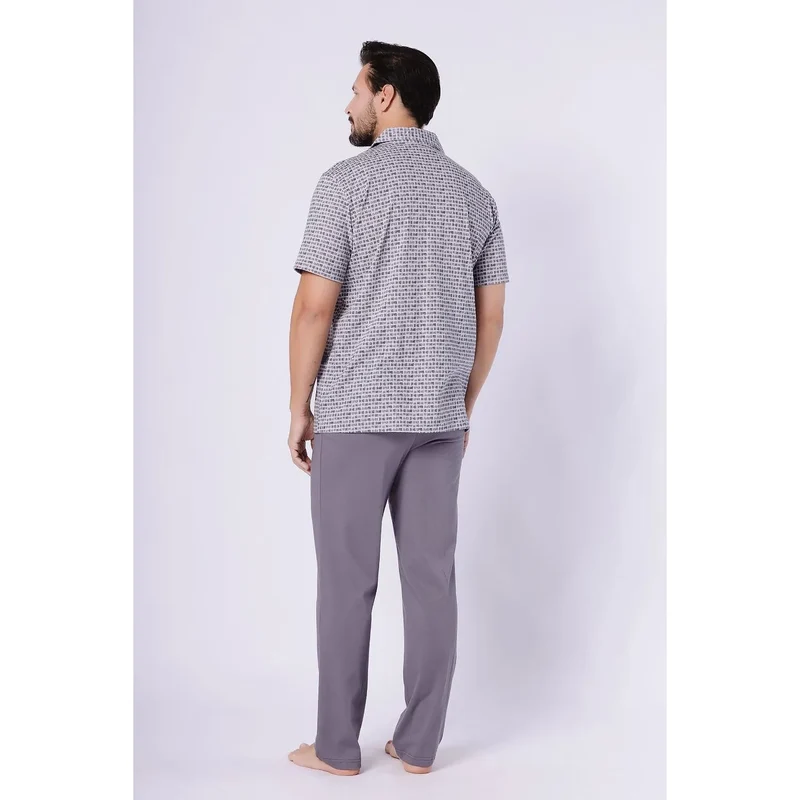Pyjama homme coton confortable élégant classique t-shirt manches courtes pantalon poches
