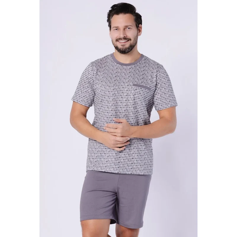 Pyjama homme coton confortable moderne imprimé poche short ample M-Max 224361