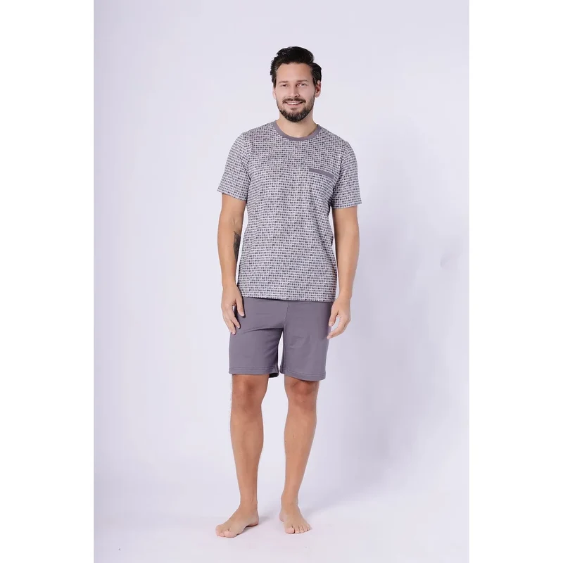 Pyjama homme coton confortable moderne imprimé poche short ample M-Max 224361