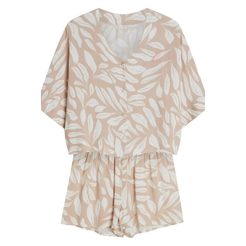 Pyjama femme élégant confortable oversize viscose manches 3/4 short imprimé cadeau