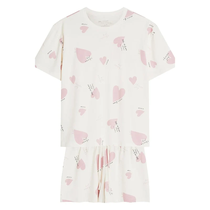Pyjama confortable femme coton respirant manches courtes taille élastique cadeau
