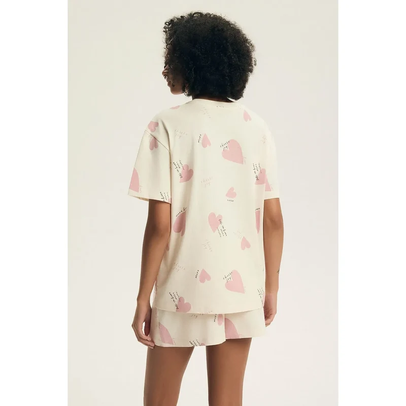 Pyjama confortable femme coton respirant manches courtes taille élastique cadeau