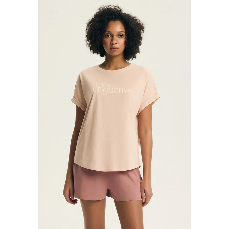 Pyjama femme confortable élégant coton doux respirant manches courtes shorts larges