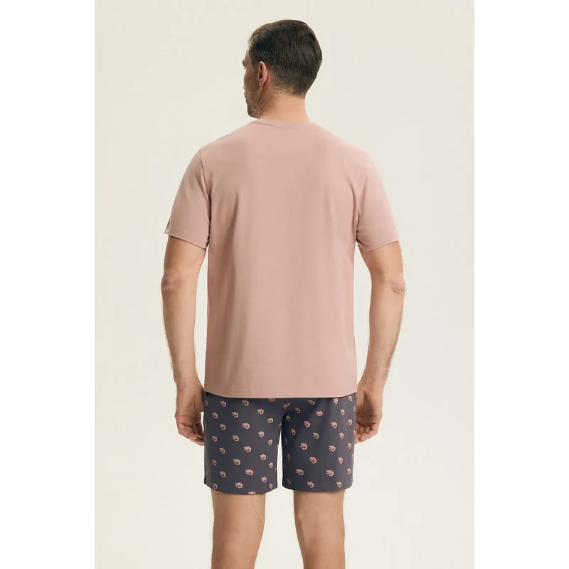 Pyjama confortable élégant homme t-shirt col rond short imprimé coton respirant Henderson