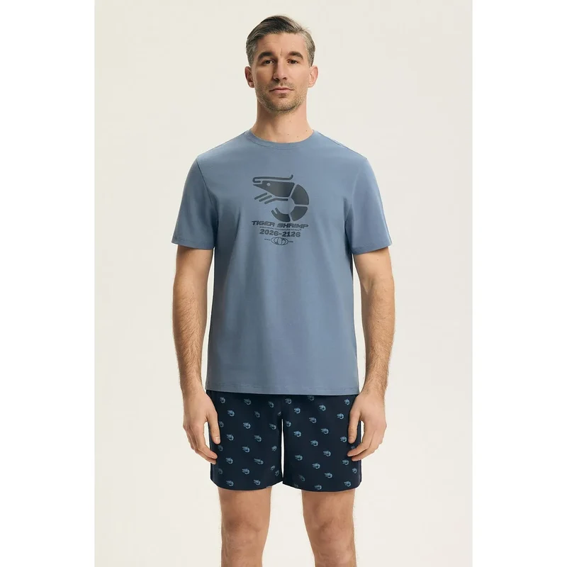 pyjama homme confortable élégant coton imprimé respirant t-shirt short Henderson