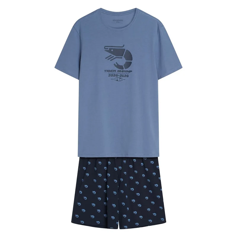 pyjama homme confortable élégant coton imprimé respirant t-shirt short Henderson