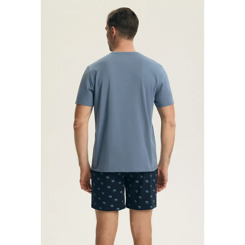 pyjama homme confortable élégant coton imprimé respirant t-shirt short Henderson