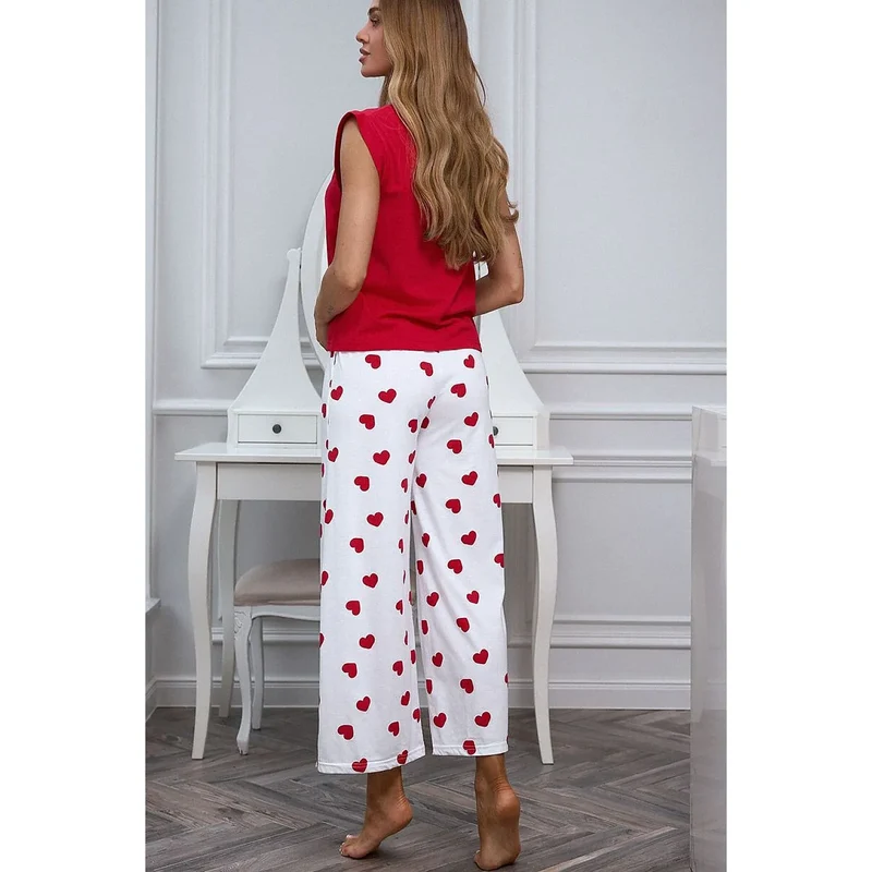 Pyjama coton femme confort romantique rouge blanc Pure Sin 224229