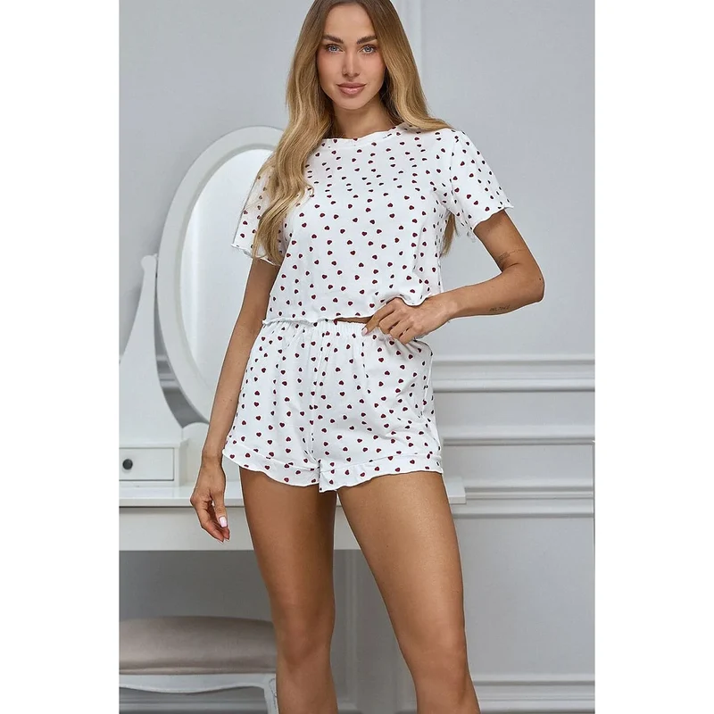 Pyjama coton féminin motif cœurs rouges confort été Pure Sin