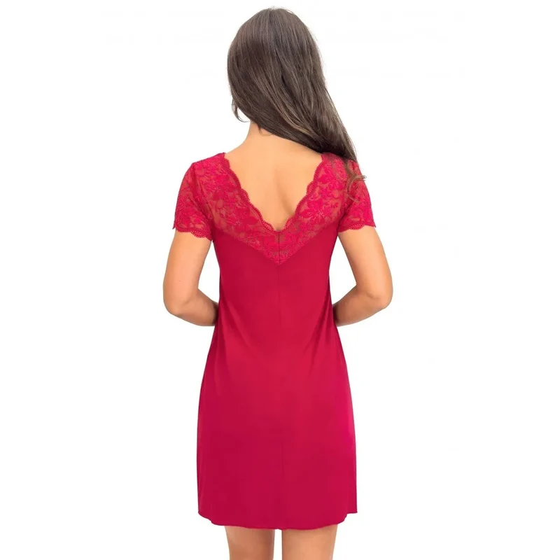 Chemise de nuit élégante confortable dentelle décolleté V respirante femme maison