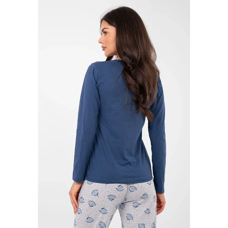 Pyjama femme coton confortable manches longues taille haute Forever Pink