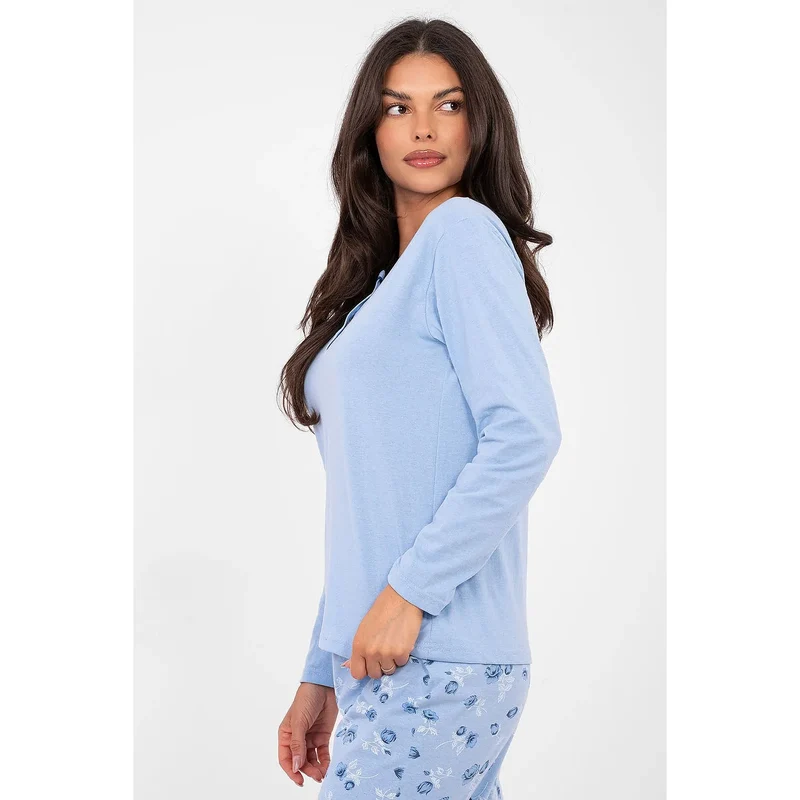 Pyjama femme coton haute qualité floral manches longues col rond