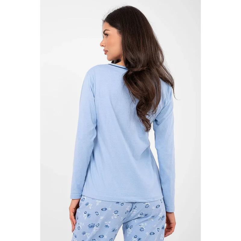 Pyjama femme coton haute qualité floral manches longues col rond
