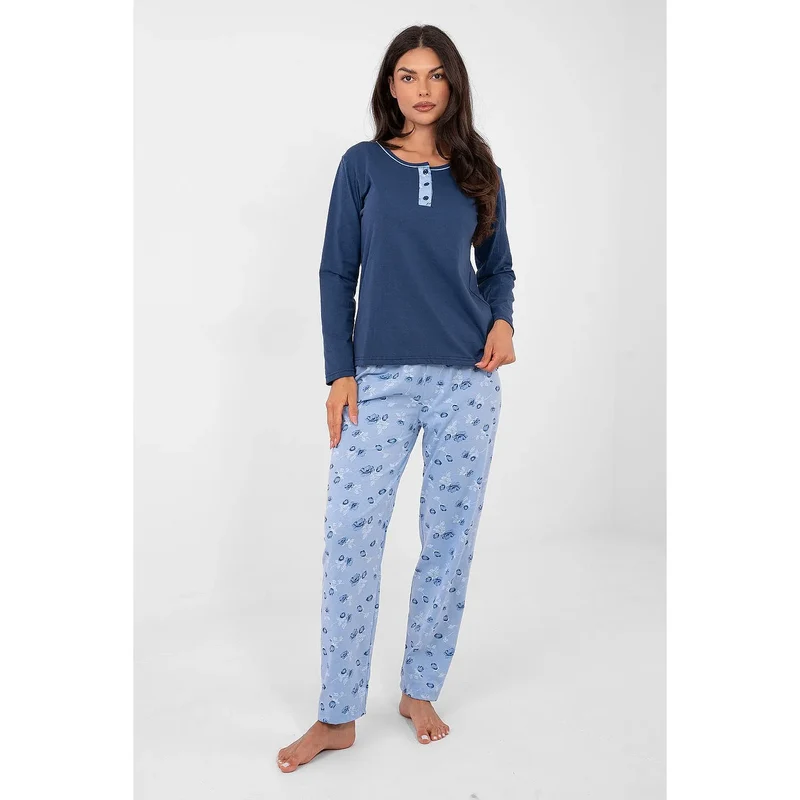 Pyjama femme coton confortable floral manches longues taille haute Forever Pink