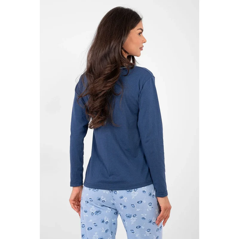 Pyjama femme coton confortable floral manches longues taille haute Forever Pink