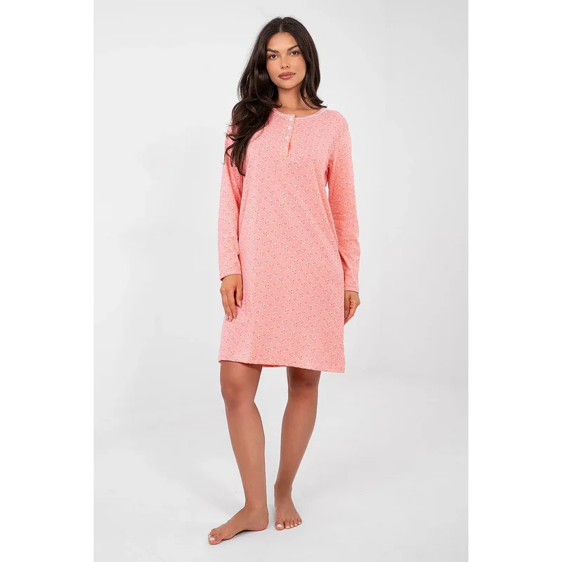 Chemise de nuit coton haute qualité manches longues imprimée 223878 Forever Pink