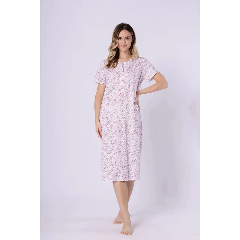 Chemise nuit coton imprimé col rond manches courtes M-Max