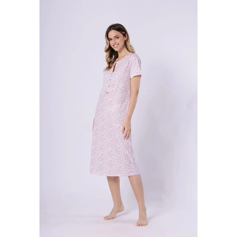 Chemise nuit coton imprimé col rond manches courtes M-Max