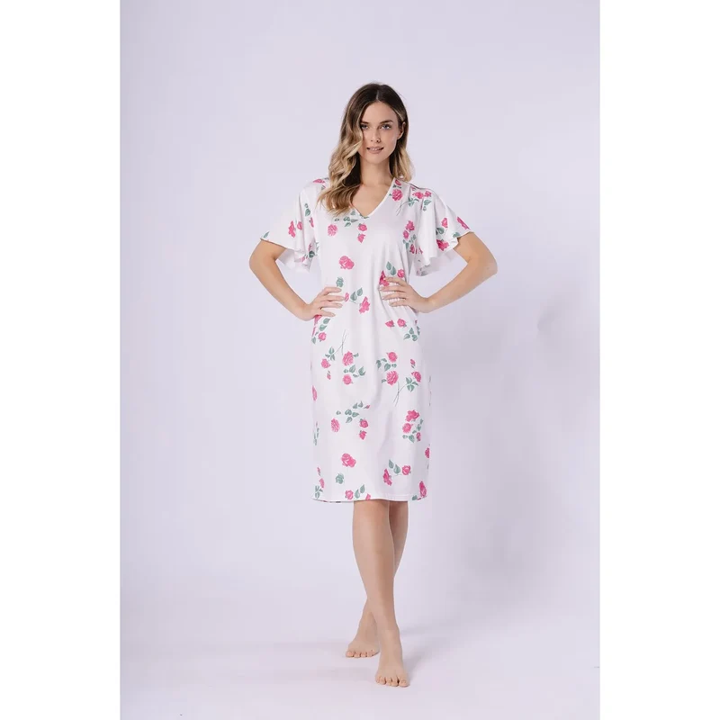 Chemise de nuit coton confortable à manches courtes et imprimé décontracté M-Max