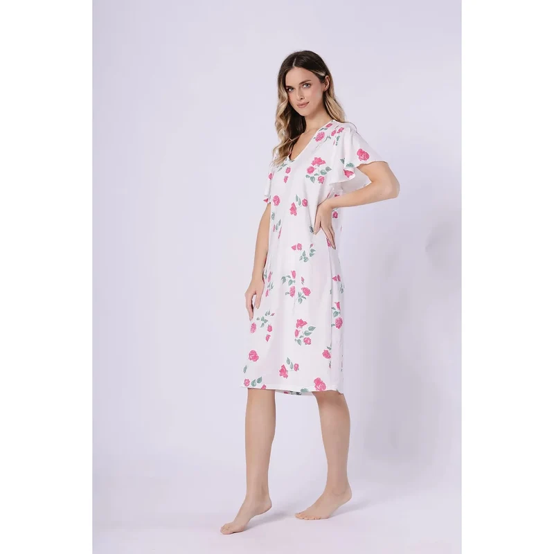 Chemise de nuit coton confortable à manches courtes et imprimé décontracté M-Max