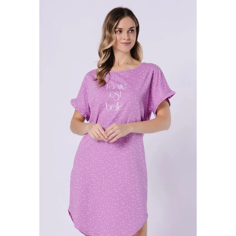 Chemise de nuit coton confortable volants imprimé cadeau femme M-Max