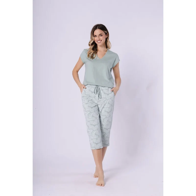 pyjama femme coton élégant manches courtes poches motif classique cadeau
