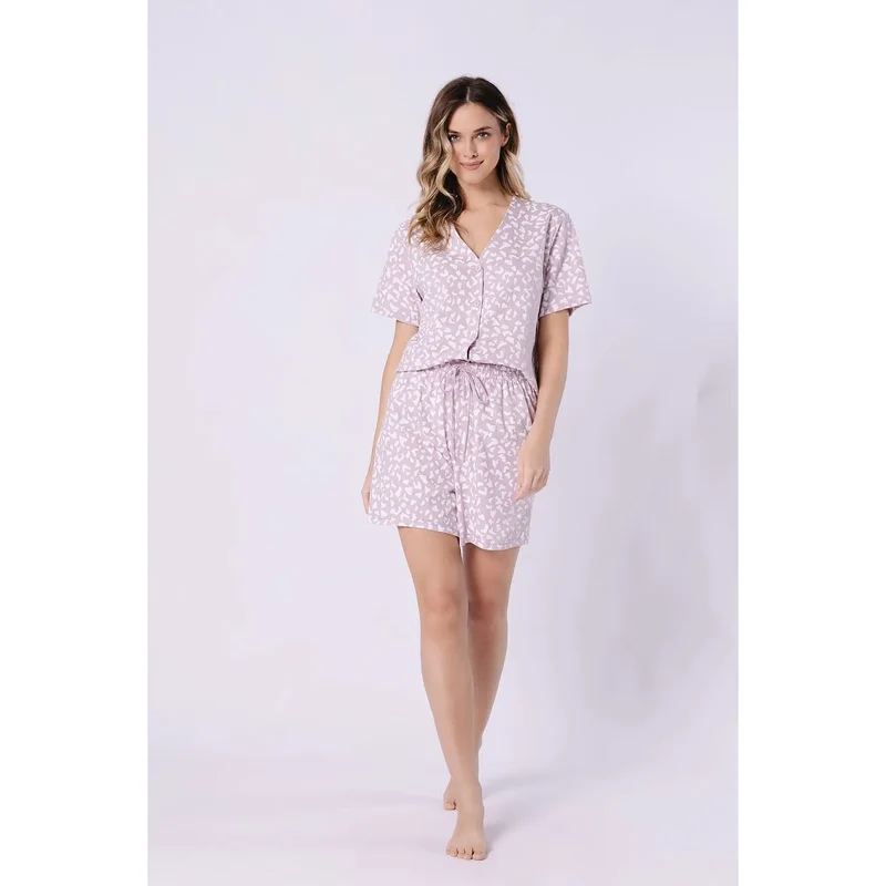 Pyjama femme élégante confortable été coton léger classique short respirant