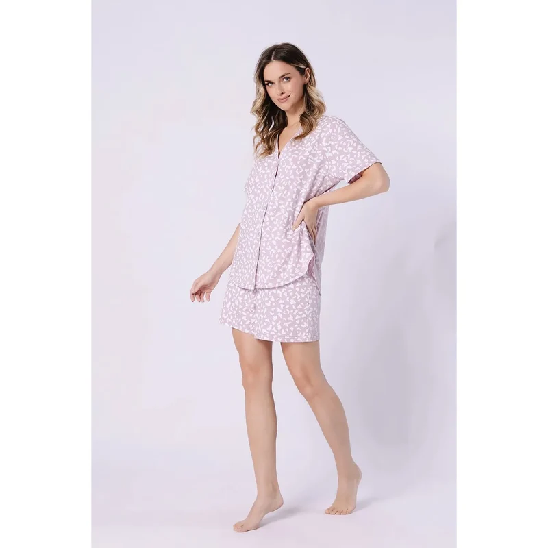 Pyjama femme élégante confortable été coton léger classique short respirant