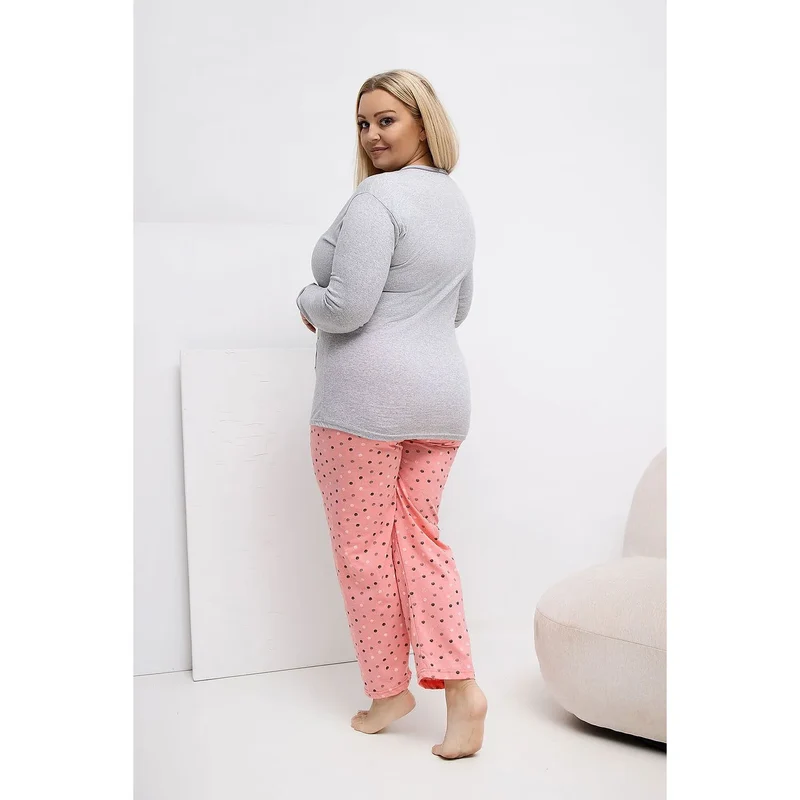 Pyjama grande taille femme coton papillons pois élégant confortable
