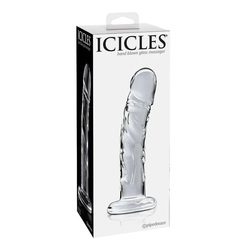 gode verre borosilicate anatomique veineux transparent lisse texturé courbé effilé ergonomique poignée stable hygiénique chauffable refroidissable compatible lubrifiants