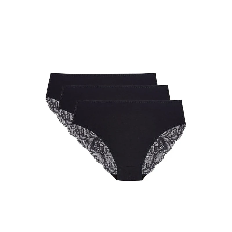 ensemble trois culottes coton dos dentelle confortable OEKO-TEX tailles 36-42