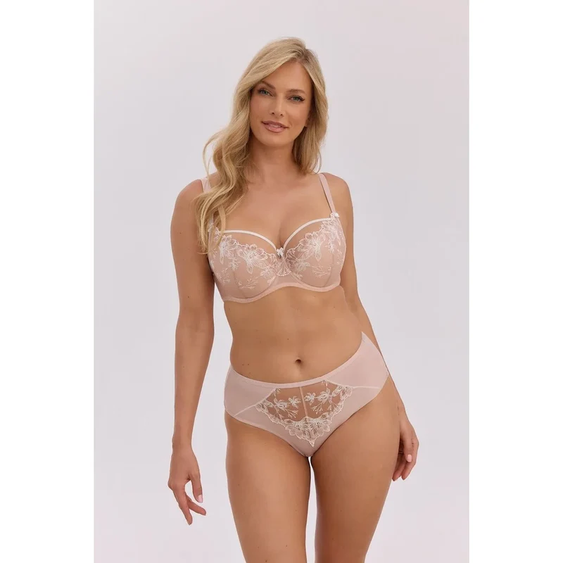 Culottes tulle broderie élégante écru feuilles confort microfibre Gaia 222890
