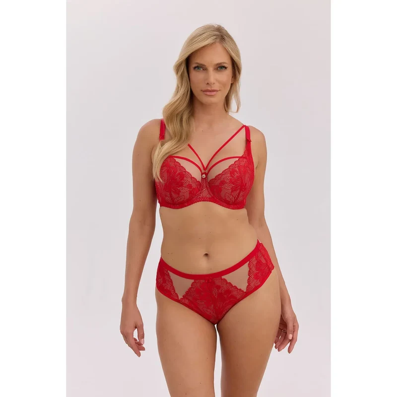 Culottes élégantes tulle dentelle rouge grande taille Gaia