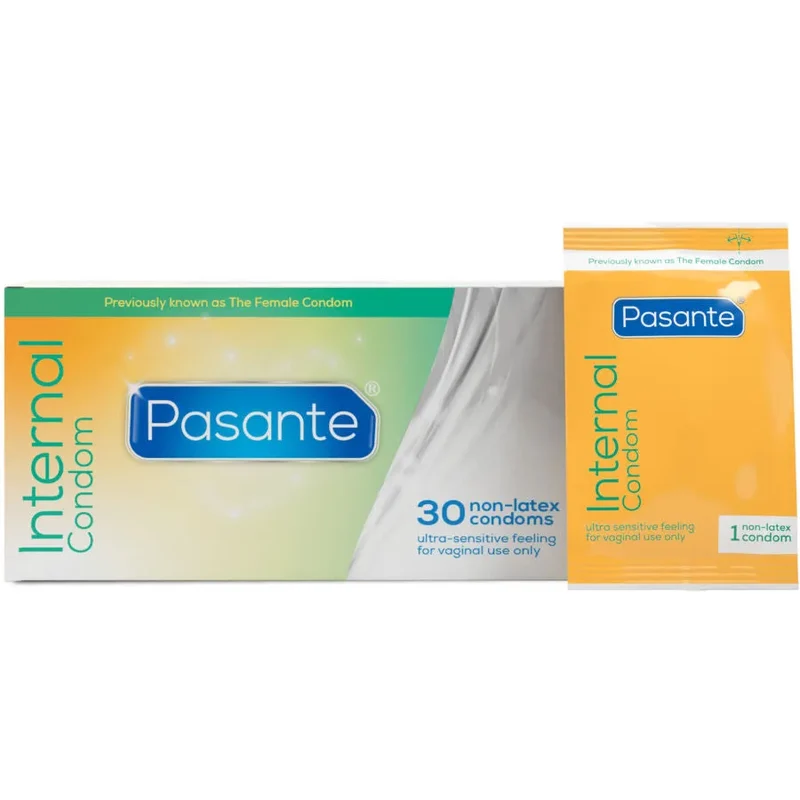 préservatif interne féminin Pasante boîte trente unités contraception discrète protection vaginale sensation ultra sensible sans latex matériau synthétique doux résistant