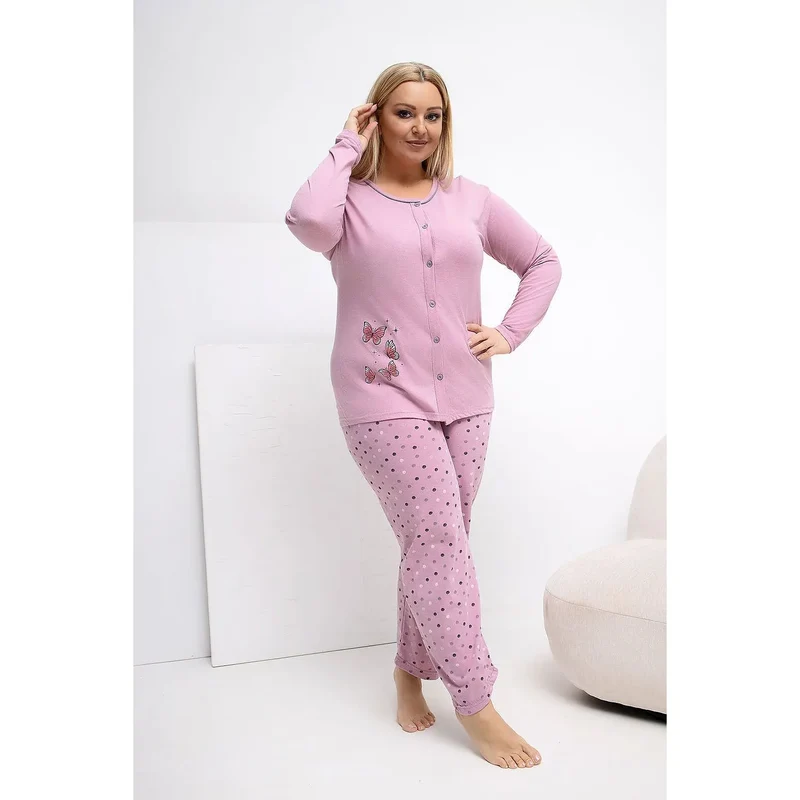 Pyjama Femme Grande Taille Coton Confortable Style Papillon Pois 2XL 3XL 4XL