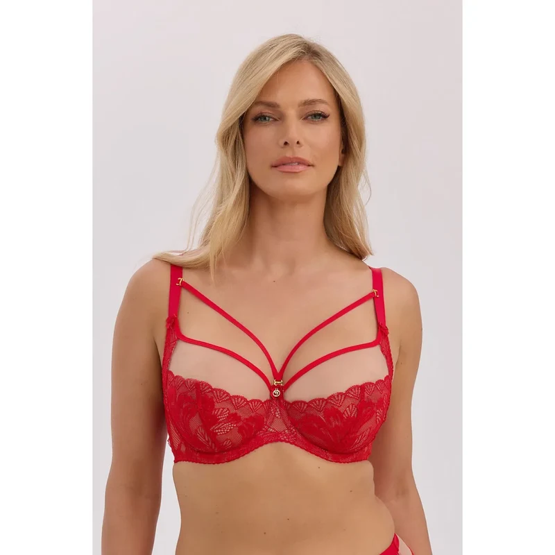 Soutien-gorge dentelle rouge moderne avec maintien excellent modèle Carson